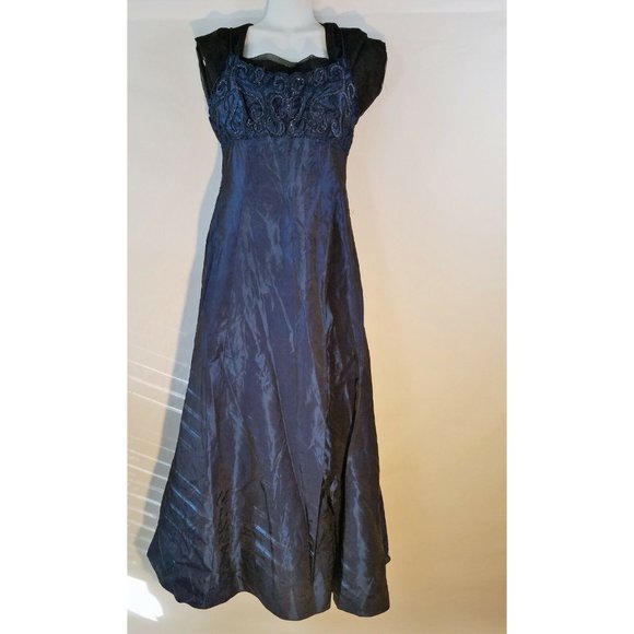 Zum Zum by Niki Livas vintage Formal Dress Size 9 Iridescent blue Modesty Beaded - Picture 6 of 9